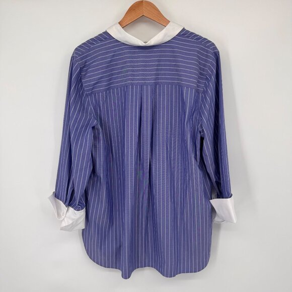 Chicos 2.5 No-Iron Coolmax All Season Striped Shirt Womens Size 18  Blue popover - Picture 8 of 13